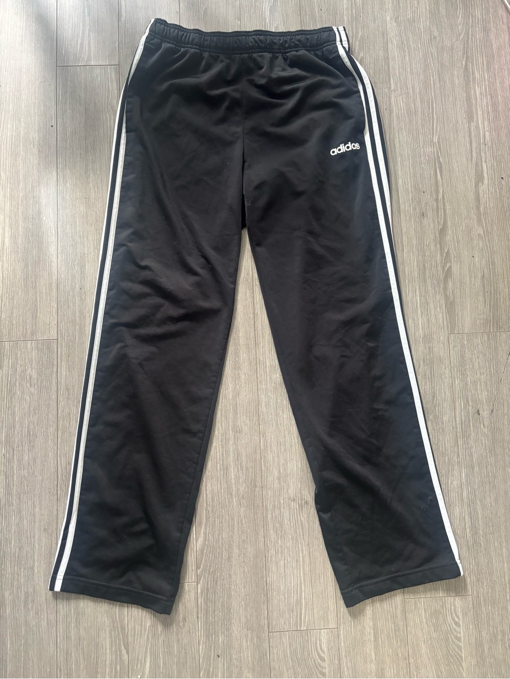 adidas Kids Black Joggers with White Side Stripes